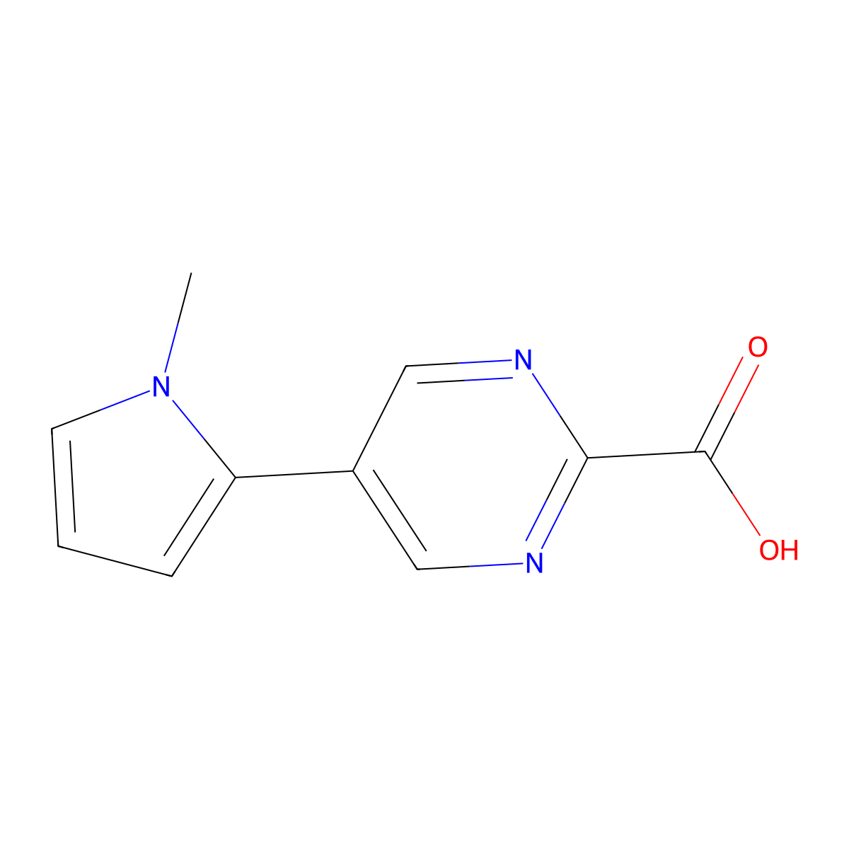 5-(1-methyl-1H-pyrrol-2-yl)pyrimidine-2-carboxylic acid molecular structure, CAS 2749895-80-3
