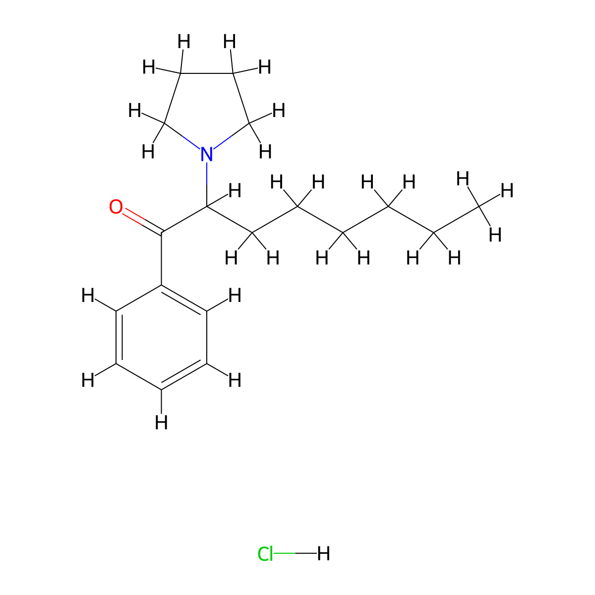 Alpha-pyrrolidinooctanophenone hydrochloride molecular structure, CAS 2749897-19-4