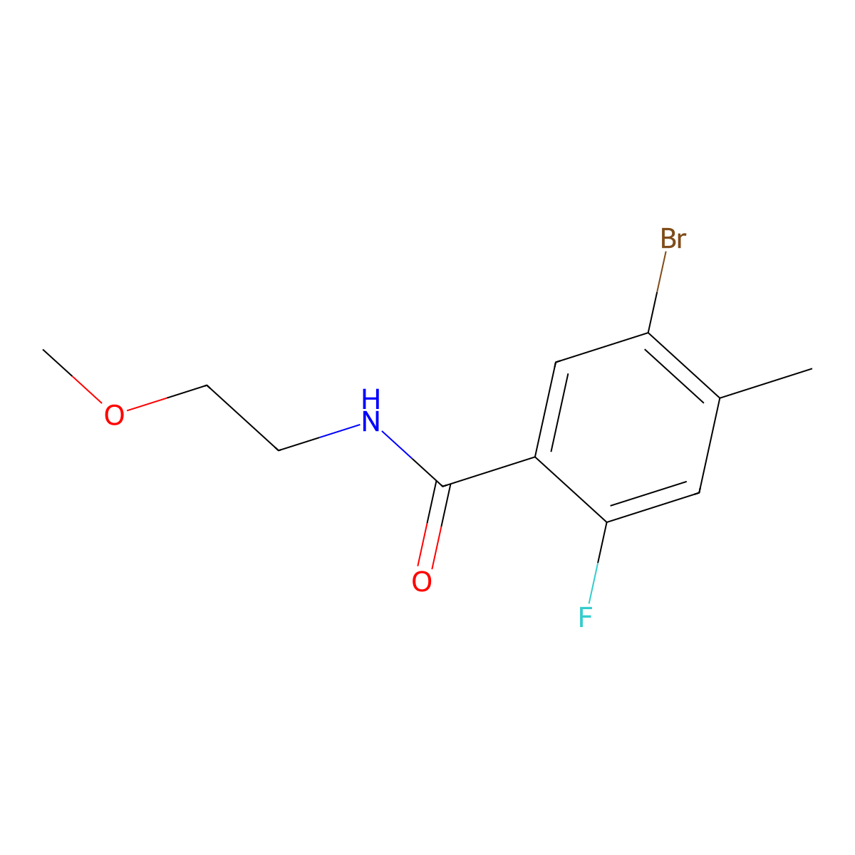 5-Bromo-2-fluoro-N-(2-methoxyethyl)-4-methylbenzamide molecular structure, CAS 2749909-62-2