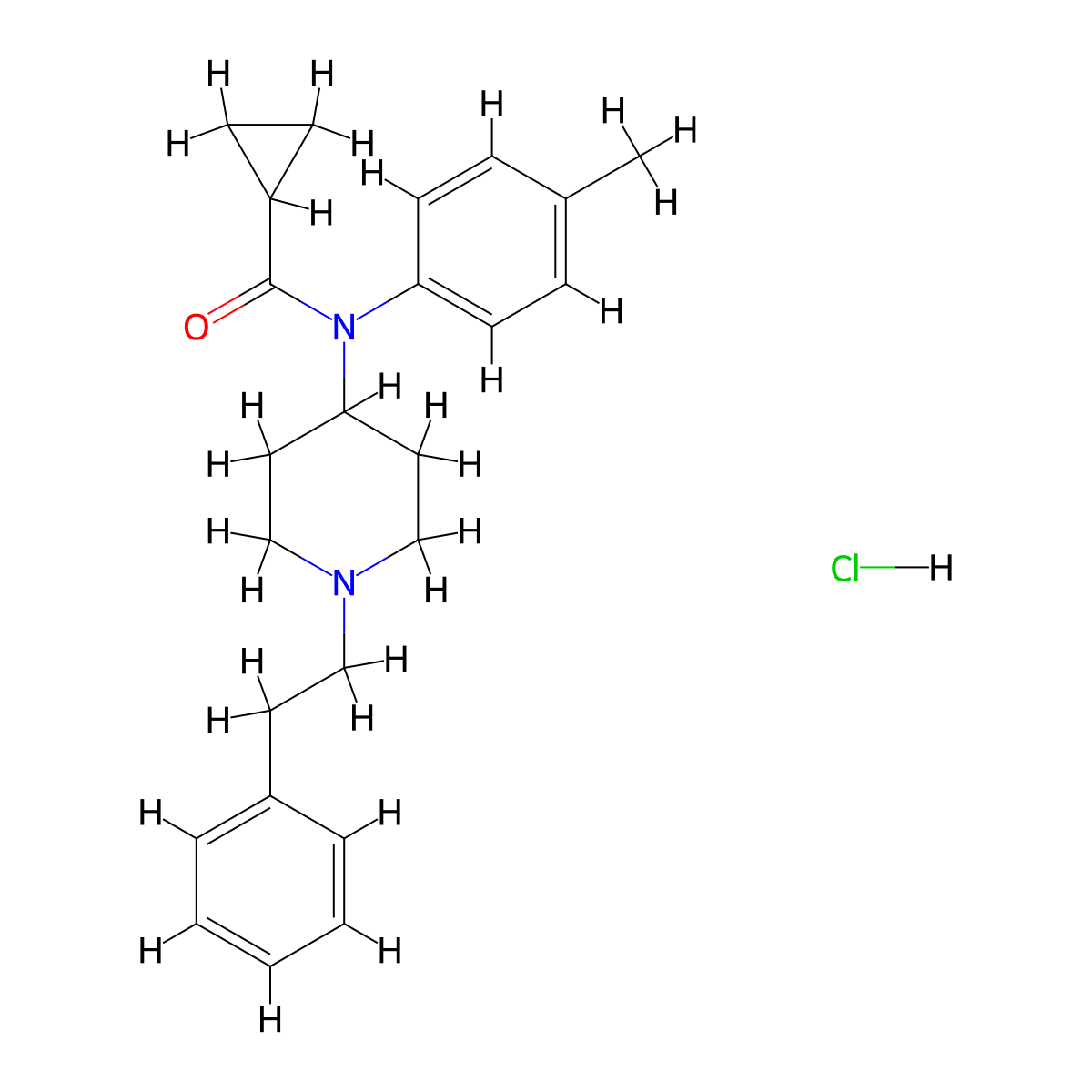 p-Methyl cyclopropyl fentanyl hydrochloride molecular structure, CAS 2749910-43-6