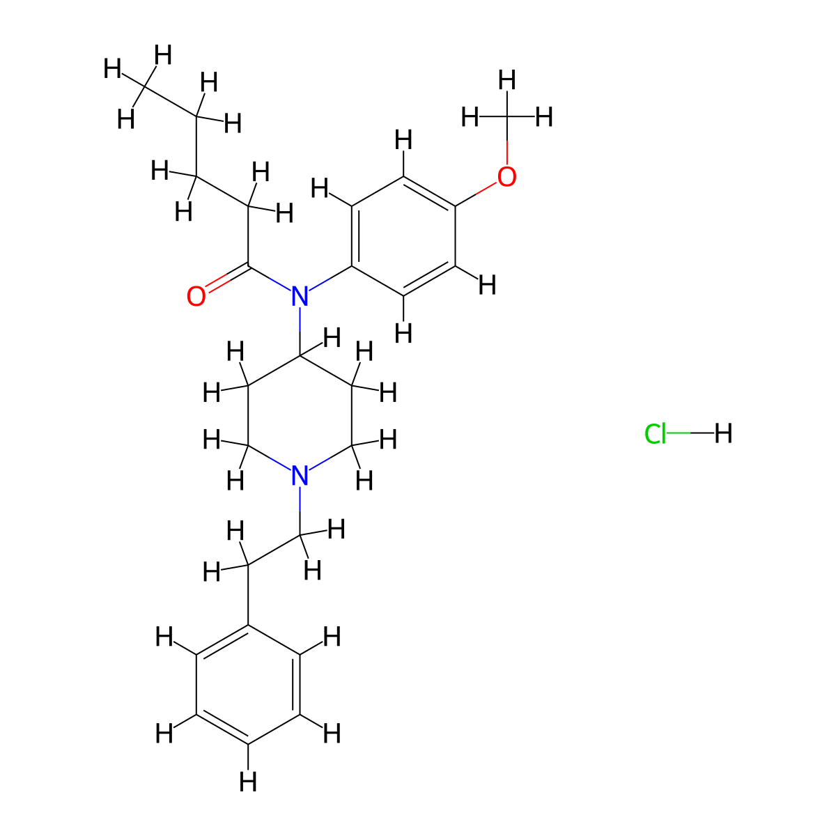 N-(4-methoxyphenyl)-N-(1-phenethylpiperidin-4-yl)pentanamide,monohydrochloride molecular structure, CAS 2749910-53-8