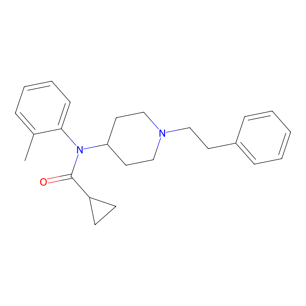 Ortho-methylcyclopropylfentanyl molecular structure, CAS 2749910-64-1