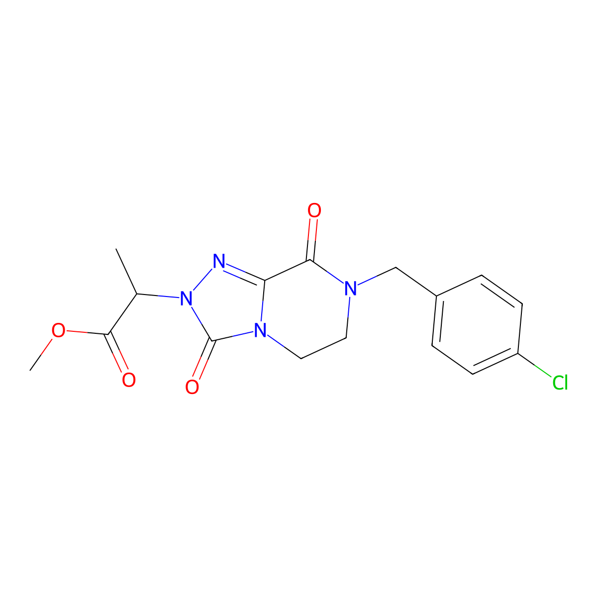 Methyl 2-[7-[(4-chlorophenyl)methyl]-3,8-dioxo-5,6-dihydro-[1,2,4]triazolo[4,3-a]pyrazin-2-yl]propanoate molecular structure, CAS 2749912-45-4