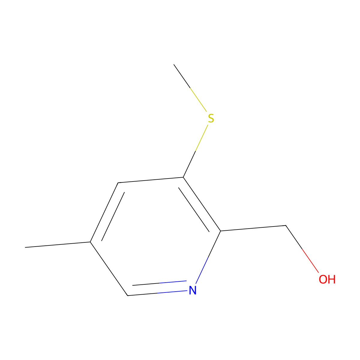 (5-Methyl-3-(methylthio)pyridin-2-yl)methanol molecular structure, CAS 2749918-42-9