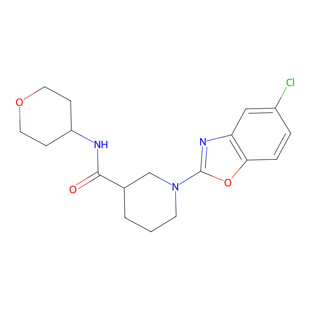 1-(5-chloro-1,3-benzoxazol-2-yl)-N-(oxan-4-yl)piperidine-3-carboxamide molecular structure, CAS 2749924-64-7