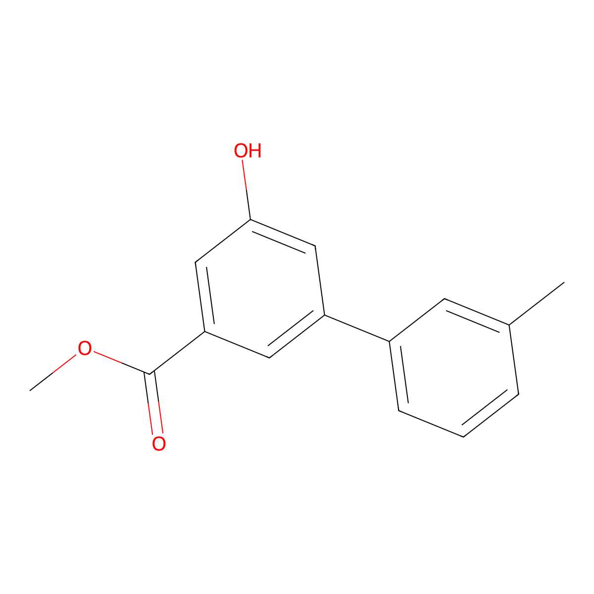 Methyl 5-hydroxy-3'-methyl-[1,1'-biphenyl]-3-carboxylate molecular structure, CAS 2749927-38-4