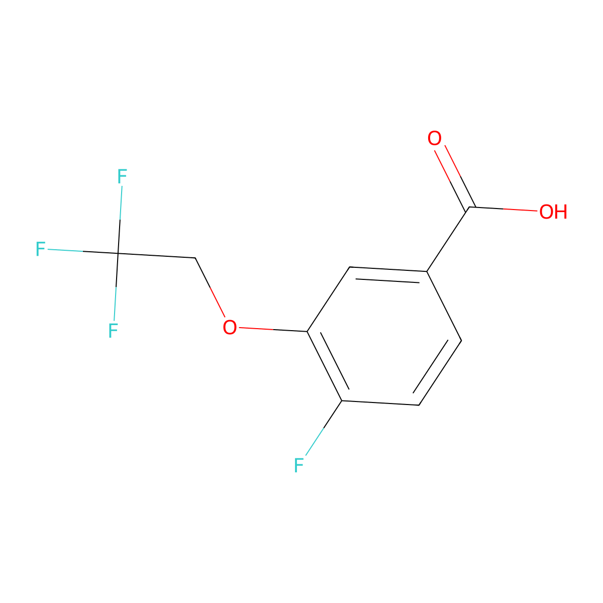 4-Fluoro-3-(2,2,2-trifluoroethoxy)benzoic acid molecular structure, CAS 2749927-84-0
