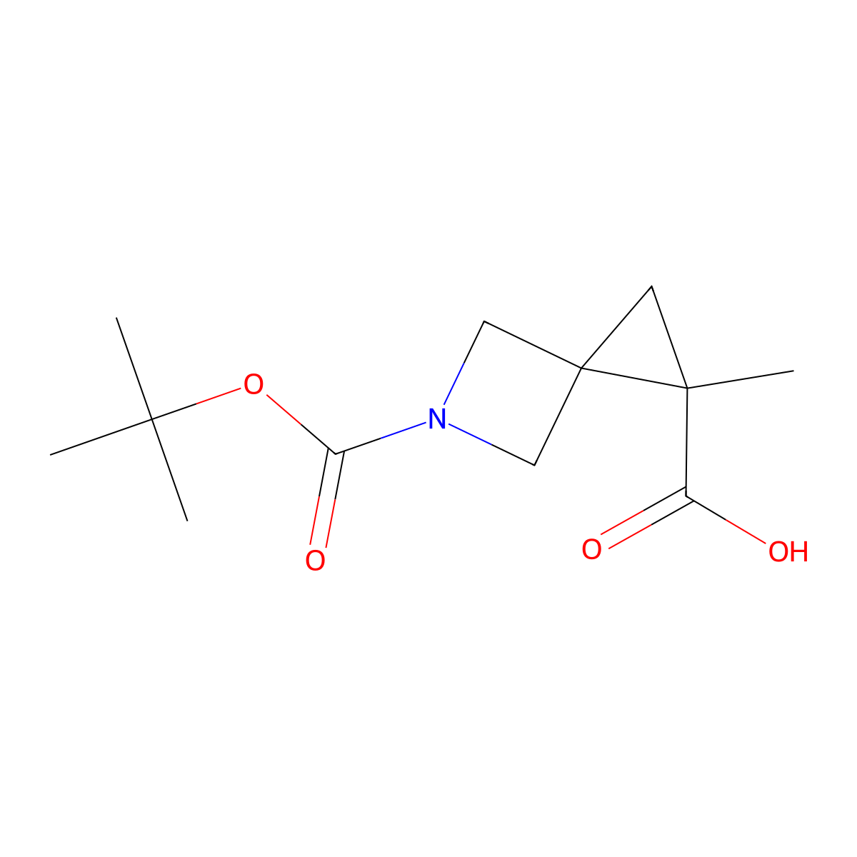 5-[(Tert-butoxy)carbonyl]-1-methyl-5-azaspiro[2.3]hexane-1-carboxylic acid molecular structure, CAS 2749939-68-0