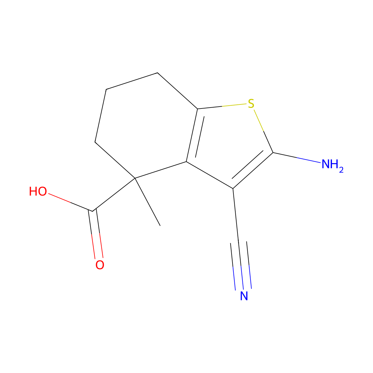 (S)-2-Amino-3-cyano-4-methyl-4,5,6,7-tetrahydrobenzo[b]thiophene-4-carboxylic acid molecular structure, CAS 2749963-99-1
