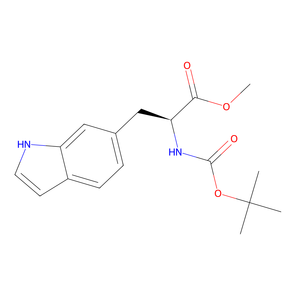 methyl (2S)-2-{[(tert-butoxy)carbonyl]amino}-3-(1H-indol-6-yl)propanoate molecular structure, CAS 2750005-55-9
