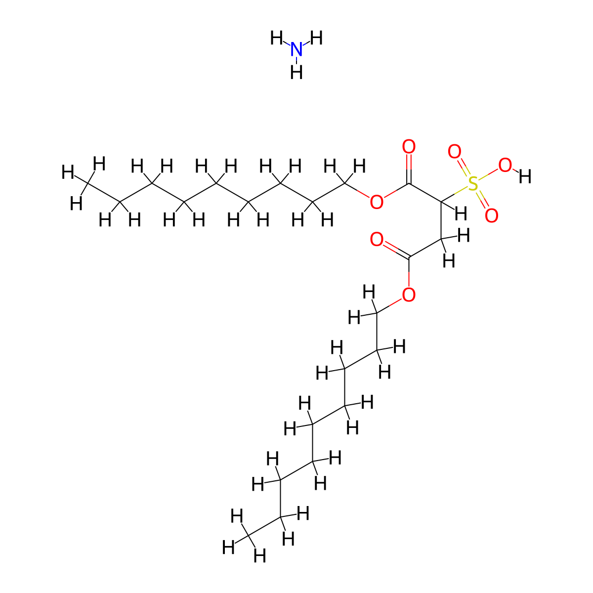 Butanedioic acid, 2-sulfo-, 1,4-dinonyl ester, ammonium salt (1:1) molecular structure, CAS 27501-55-9