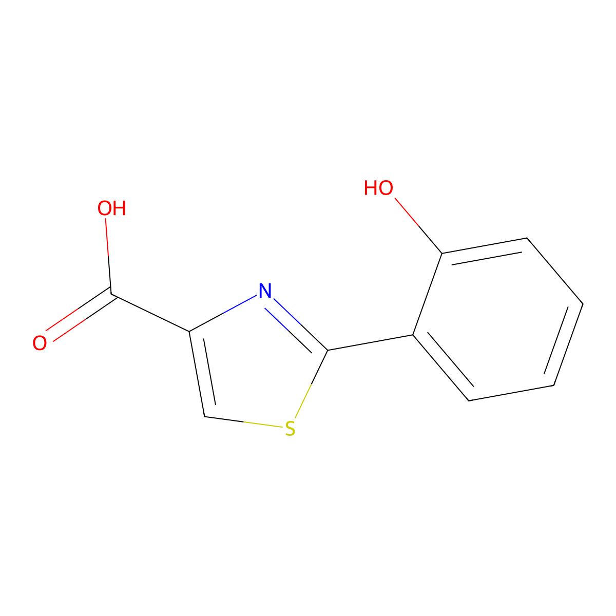 2-(2-Hydroxyphenyl)-4-thiazolecarboxylic acid molecular structure, CAS 27501-91-3