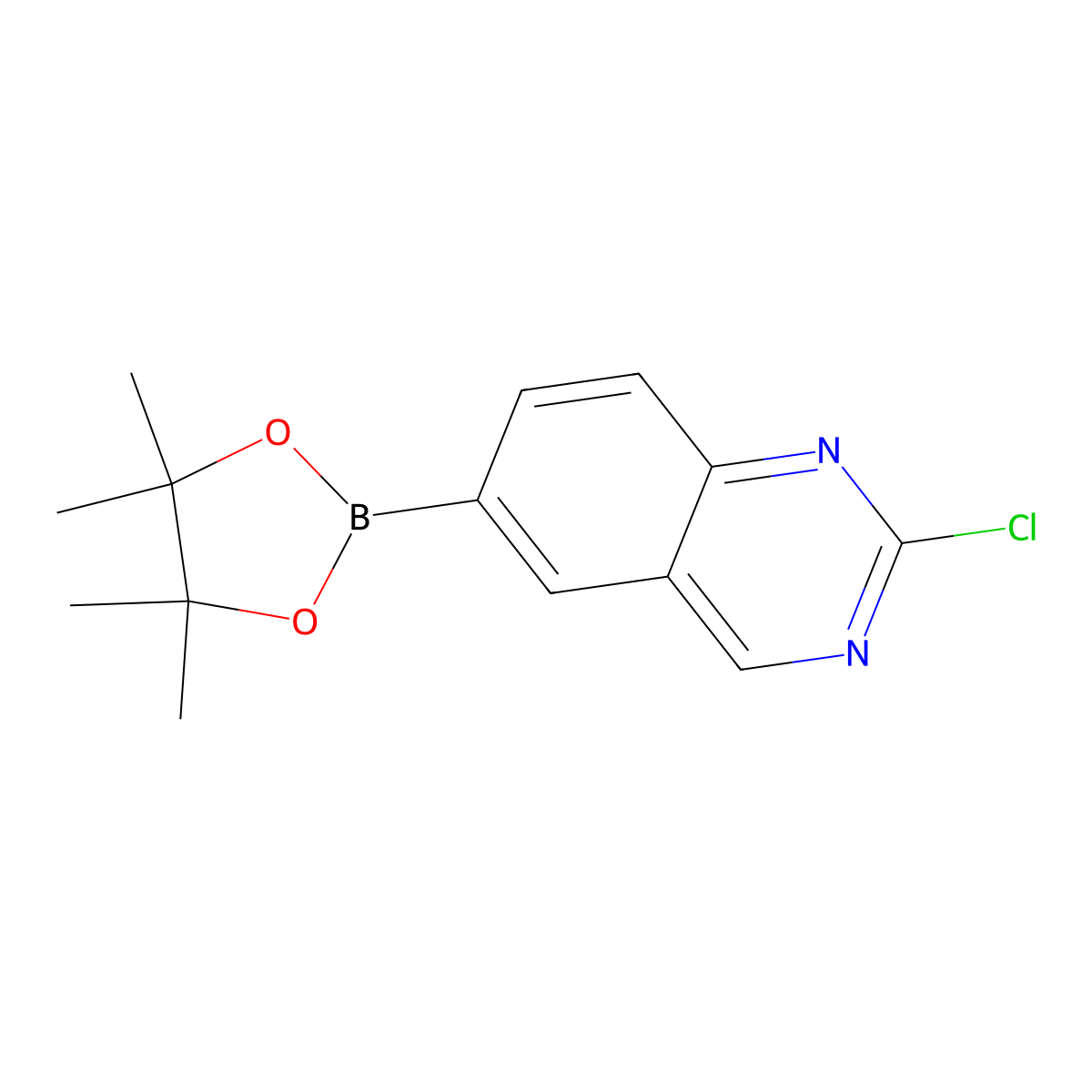2-Chloro-6-(4,4,5,5-tetramethyl-1,3,2-dioxaborolan-2-yl)quinazoline molecular structure, CAS 2750118-32-0