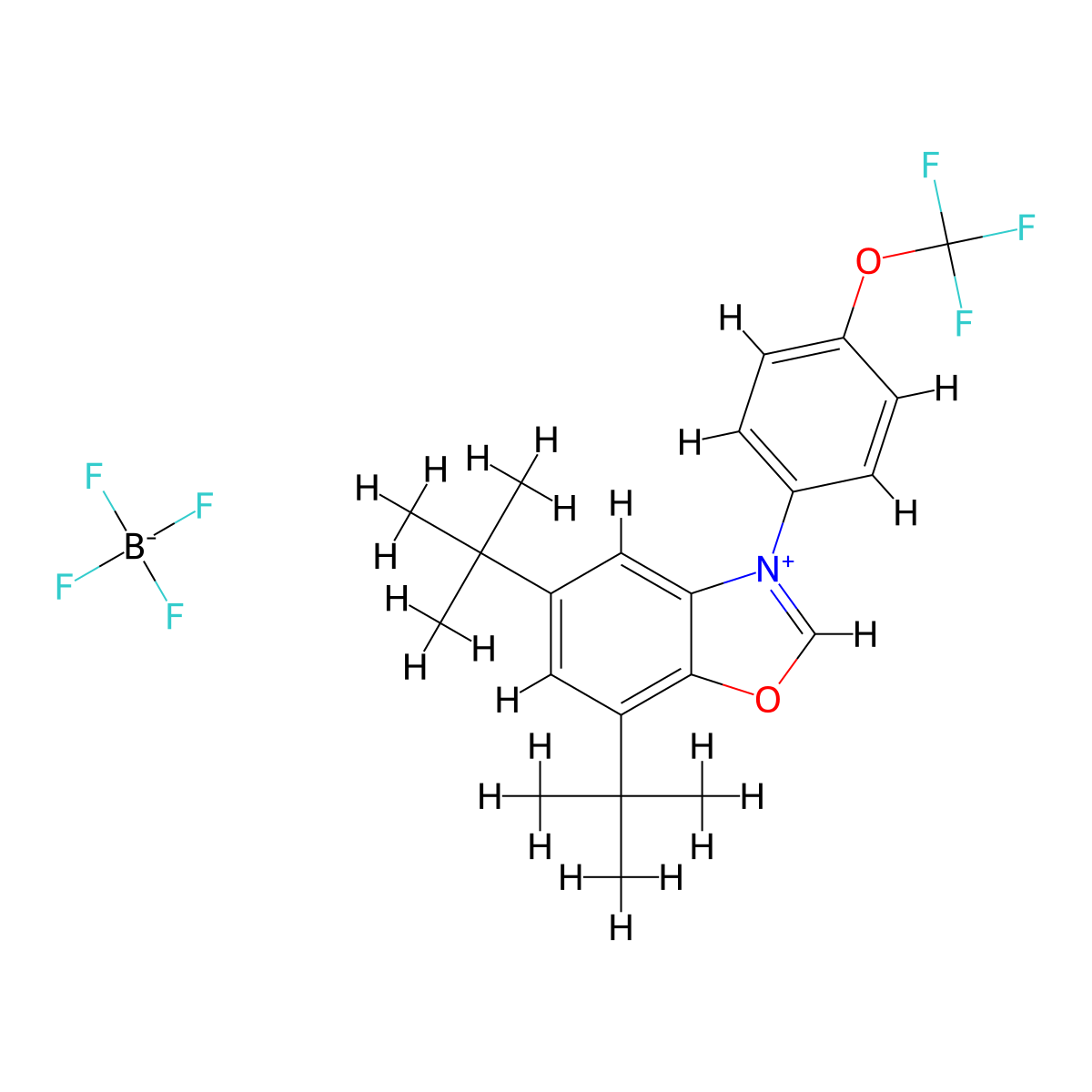 5,7-Di-tert-butyl-3-(4-(trifluoromethoxy)phenyl)benzo[d]oxazol-3-ium tetrafluoroborate molecular structure, CAS 2750161-90-9