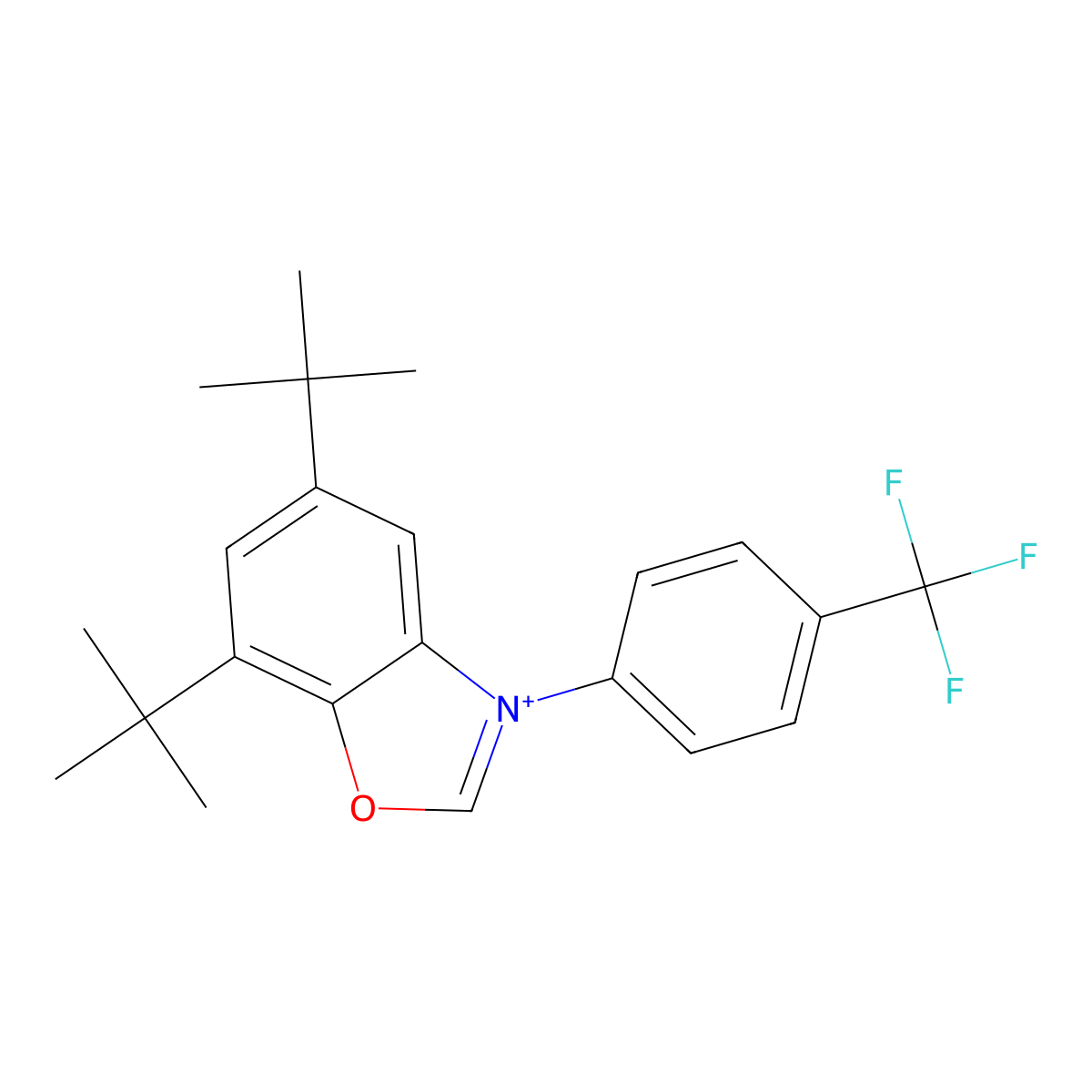 5,7-Ditert-butyl-3-[4-(trifluoromethyl)phenyl]-1,3-benzoxazol-3-ium molecular structure, CAS 2750161-91-0