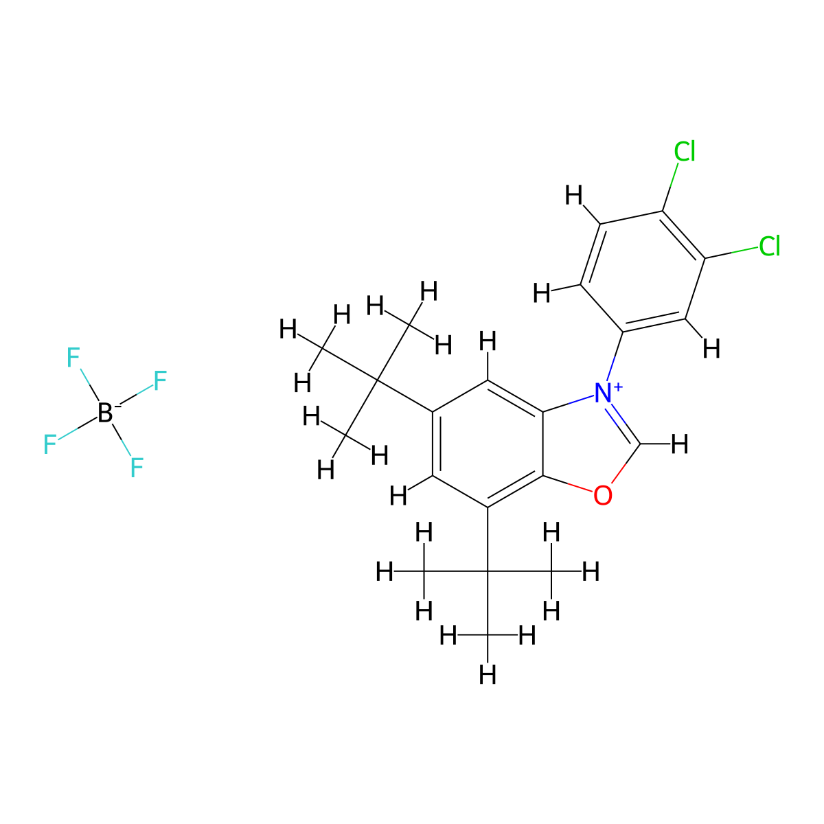 5,7-Di-tert-butyl-3-(3,4-dichlorophenyl)benzo[d]oxazol-3-ium tetrafluoroborate molecular structure, CAS 2750161-94-3