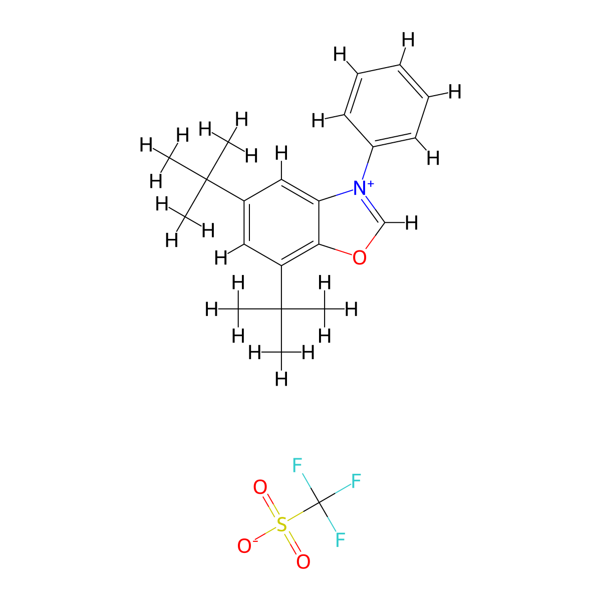 5,7-Di-tert-butyl-3-phenylbenzo[d]oxazol-3-ium trifluoromethanesulfonate molecular structure, CAS 2750162-14-0