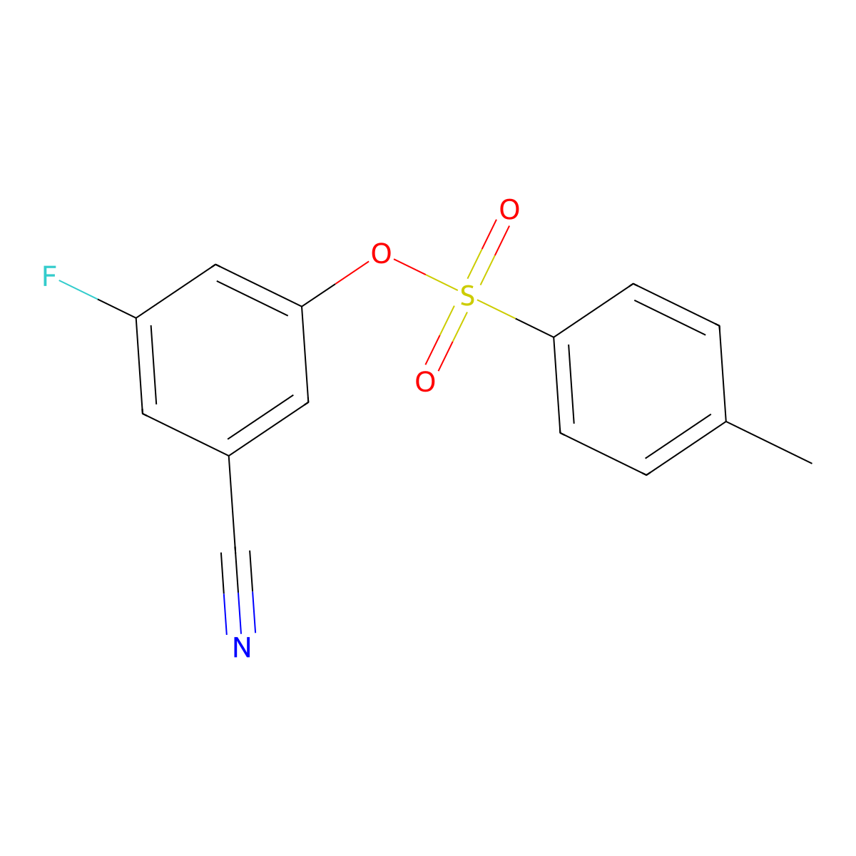 3-Cyano-5-fluorophenyl 4-methylbenzene-1-sulfonate molecular structure, CAS 2750228-17-0