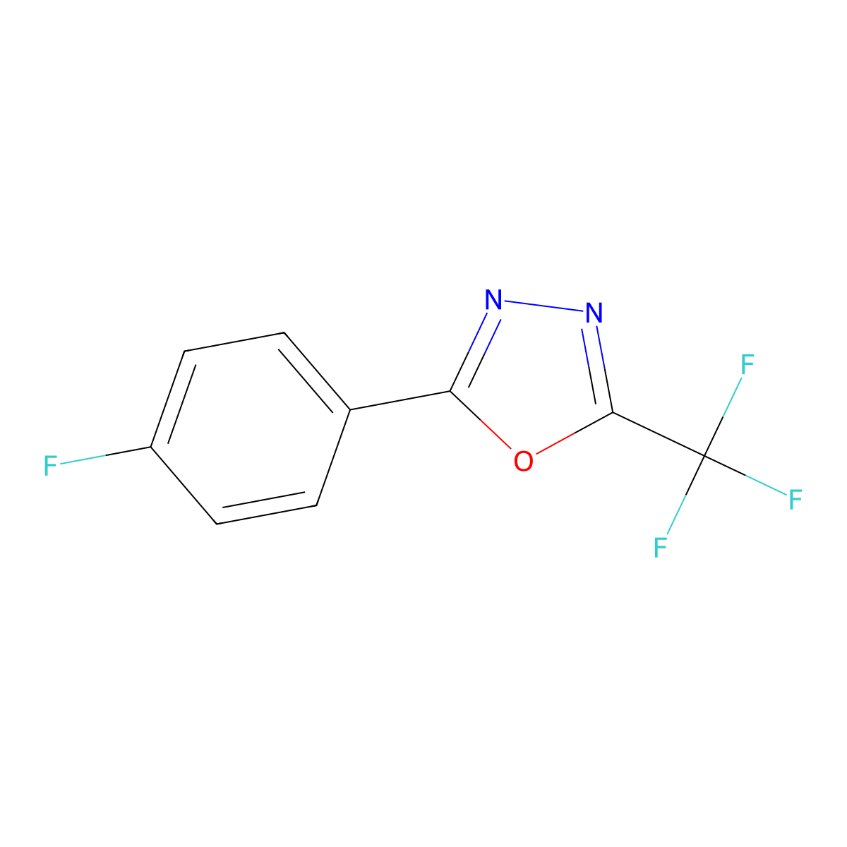2-(4-Fluorophenyl)-5-(trifluoromethyl)-1,3,4-oxadiazole molecular structure, CAS 2750234-07-0