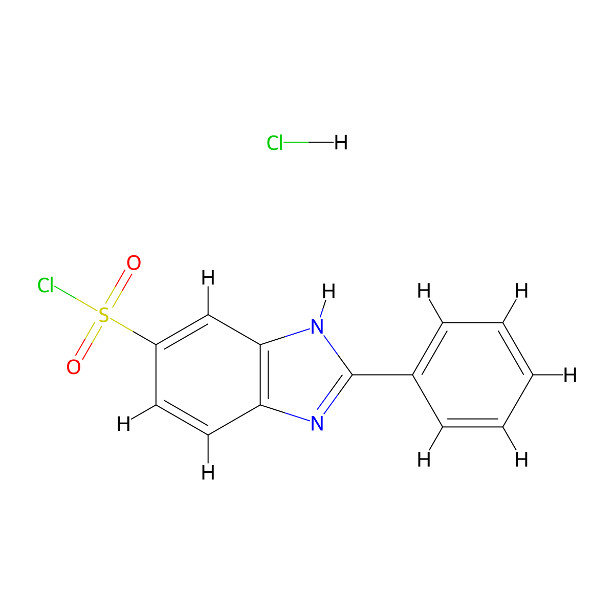 2-phenyl-1H-1,3-benzodiazole-5-sulfonyl chloride hydrochloride molecular structure, CAS 27503-80-6