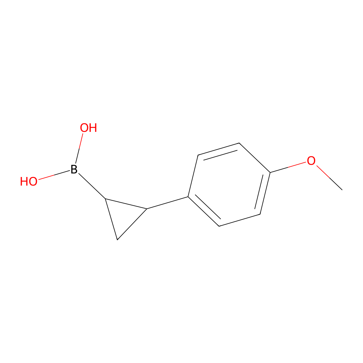 rac-[(1R,2R)-2-(4-methoxyphenyl)cyclopropyl]boronic acid molecular structure, CAS 2750330-35-7