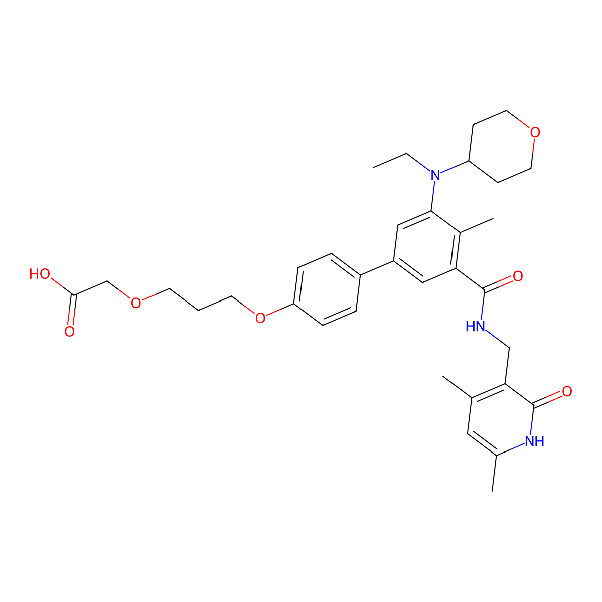 Tazemetostat de(methylene morpholine)-O-C3-O-C-COOH molecular structure, CAS 2750350-39-9