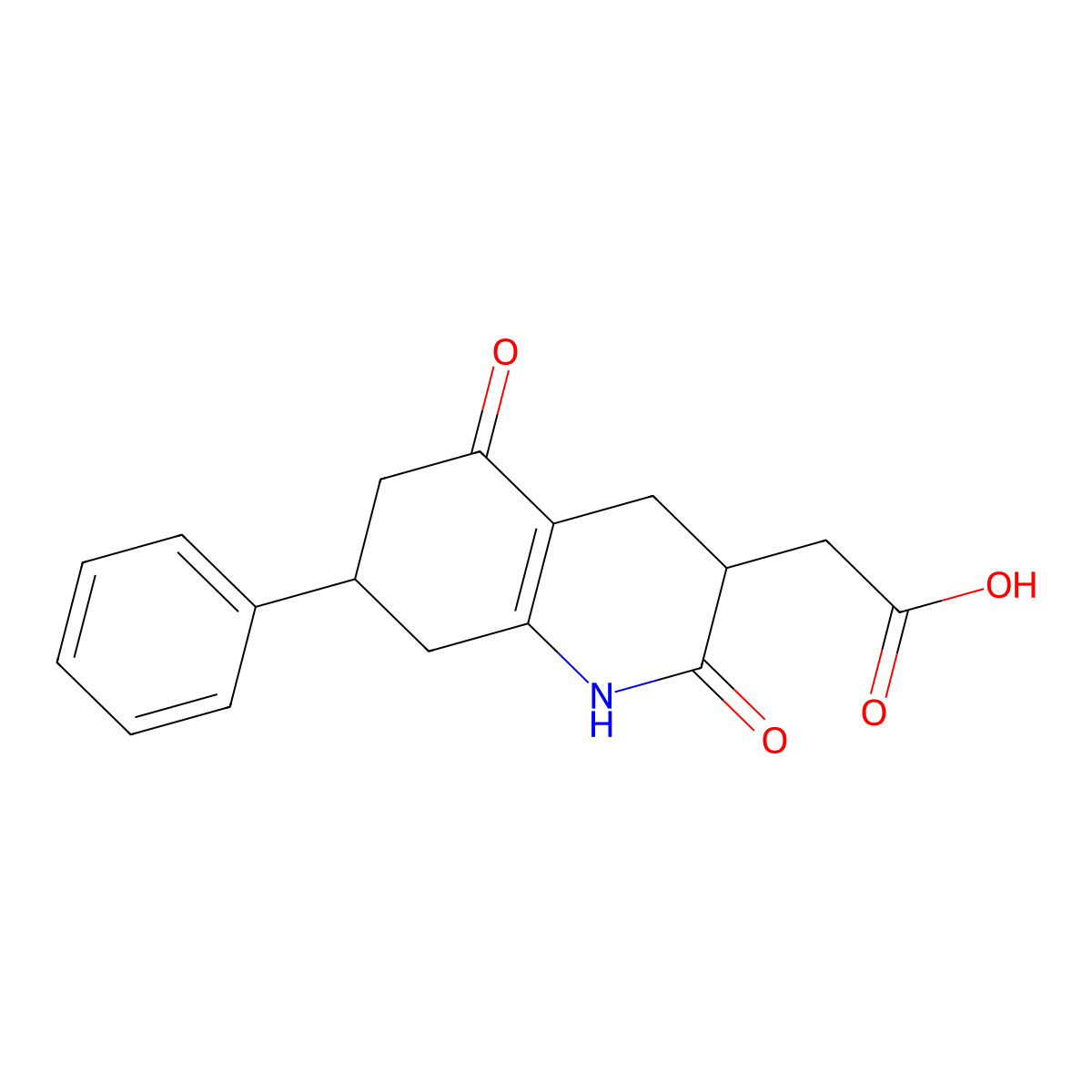 (2,5-Dioxo-7-phenyl-1,2,3,4,5,6,7,8-octahydroquinolin-3-yl)acetic acid molecular structure, CAS 2750443-11-7