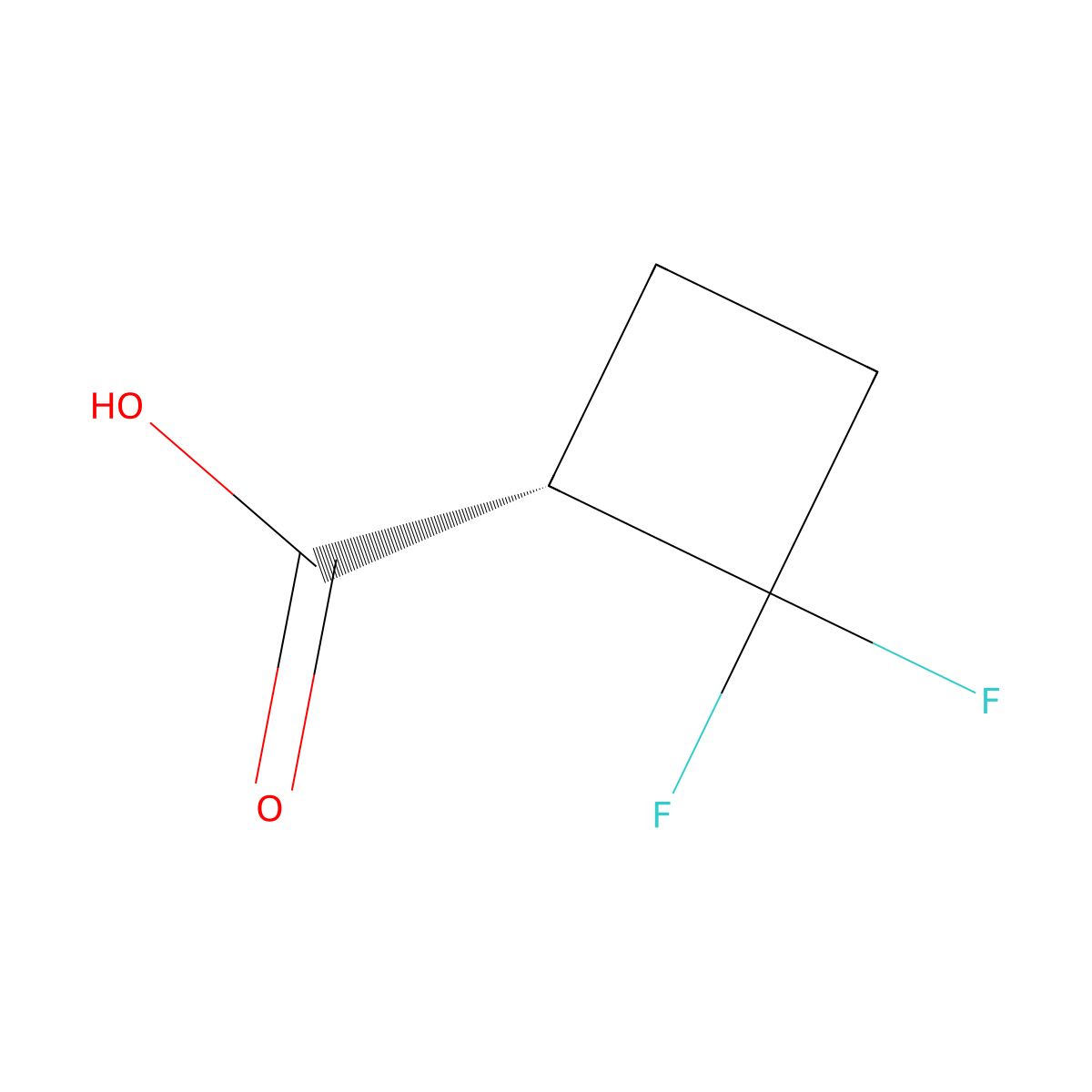 (S)-2,2-Difluorocyclobutane-1-carboxylic acid molecular structure, CAS 2750509-66-9