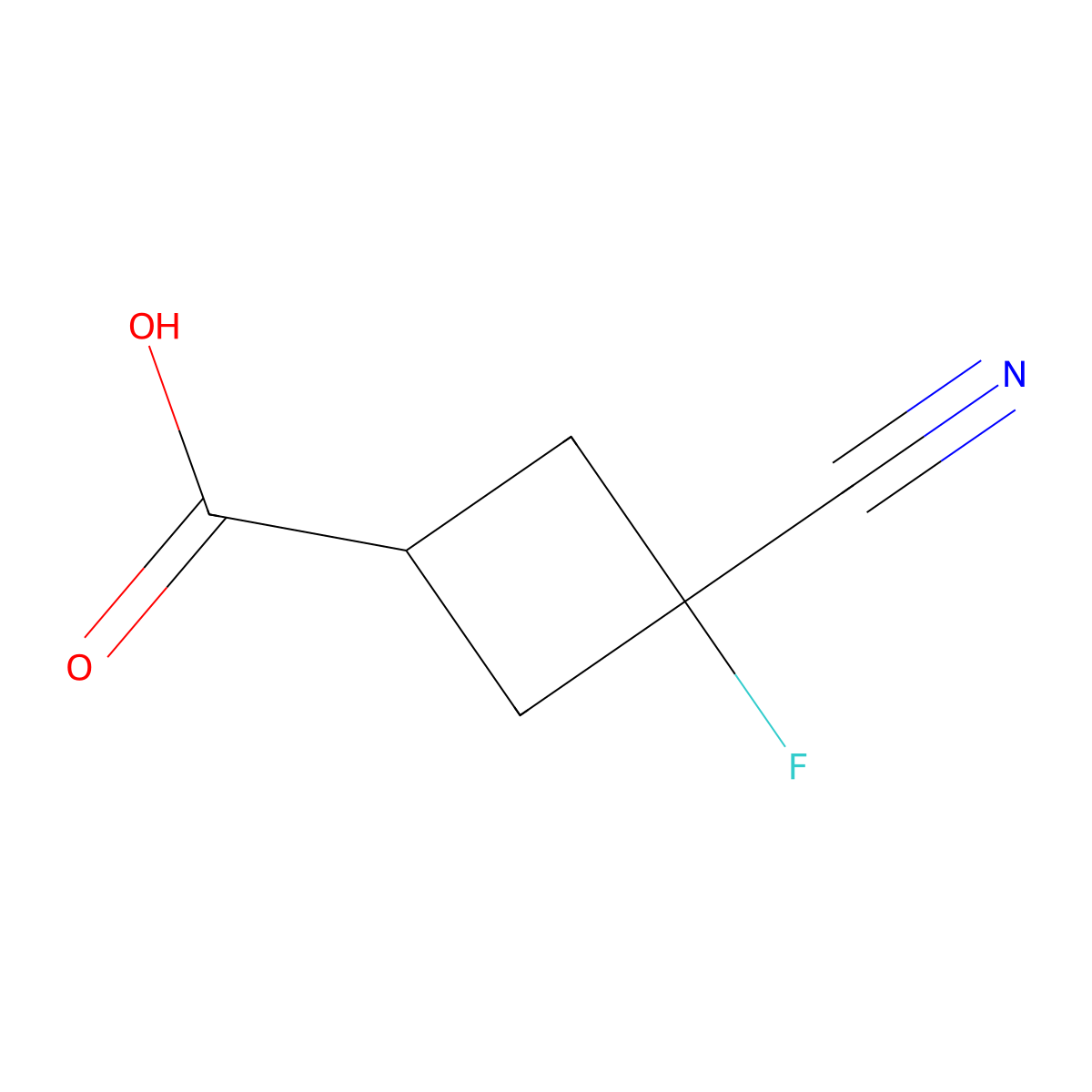 3-Cyano-3-fluorocyclobutane-1-carboxylic acid molecular structure, CAS 2750509-67-0