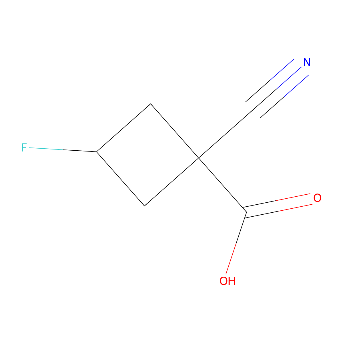 1-Cyano-3-fluorocyclobutane-1-carboxylic acid molecular structure, CAS 2750509-68-1