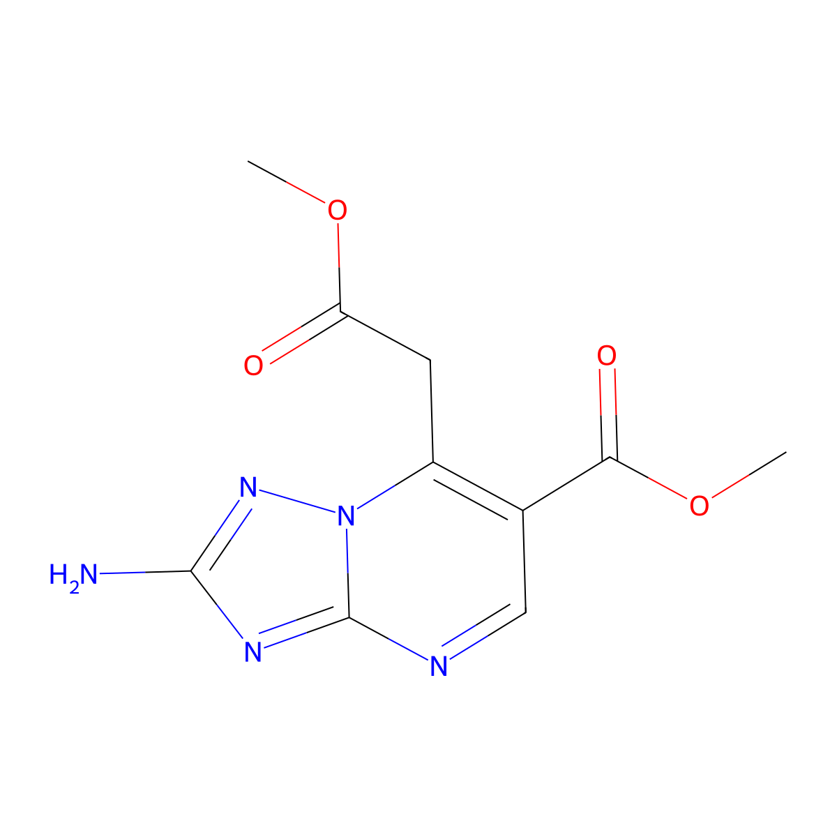 Methyl 2-amino-7-(2-methoxy-2-oxoethyl)[1,2,4]triazolo[1,5-a]pyrimidine-6-carboxylate molecular structure, CAS 2750521-83-4