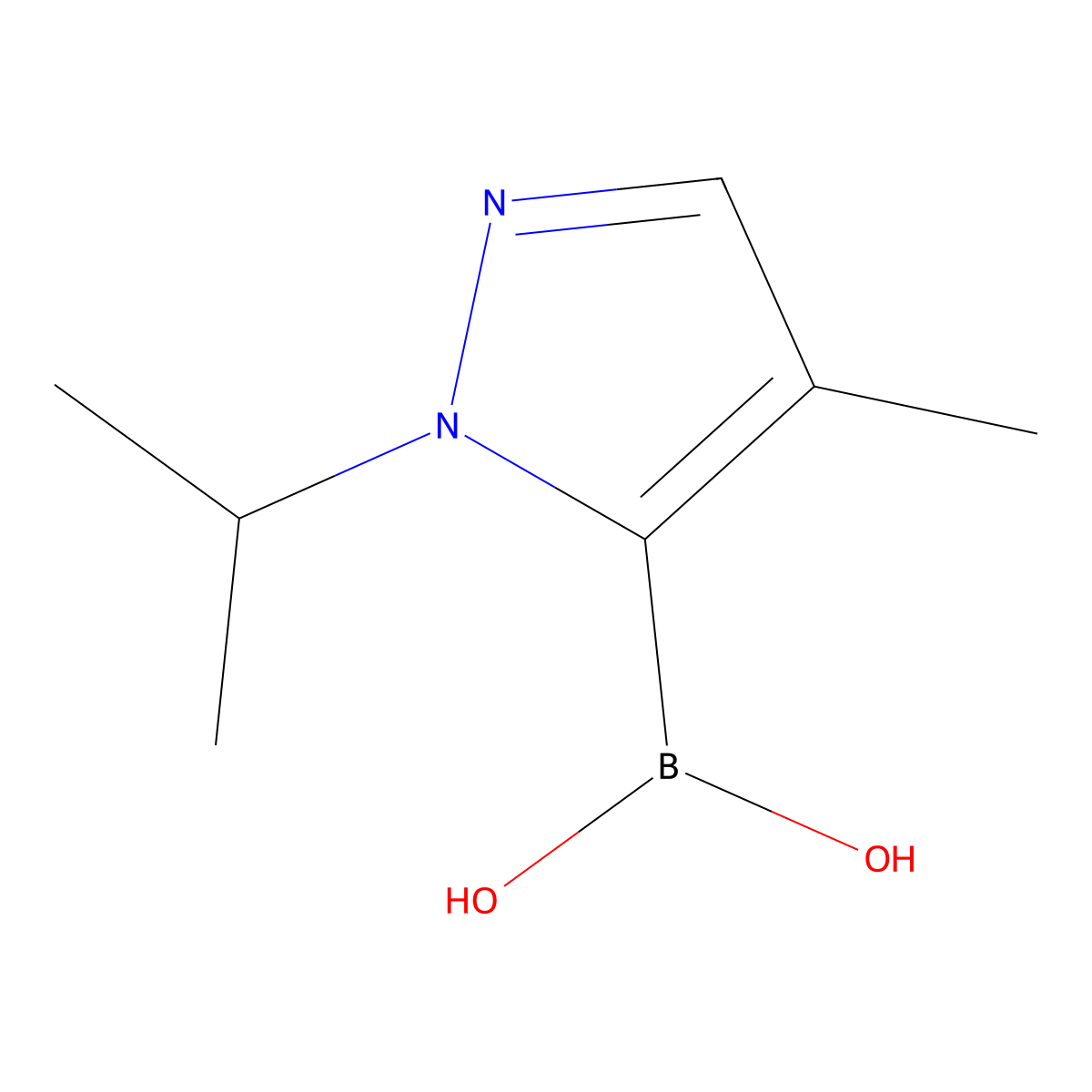 [4-methyl-1-(propan-2-yl)-1H-pyrazol-5-yl]boronic acid molecular structure, CAS 2750602-15-2