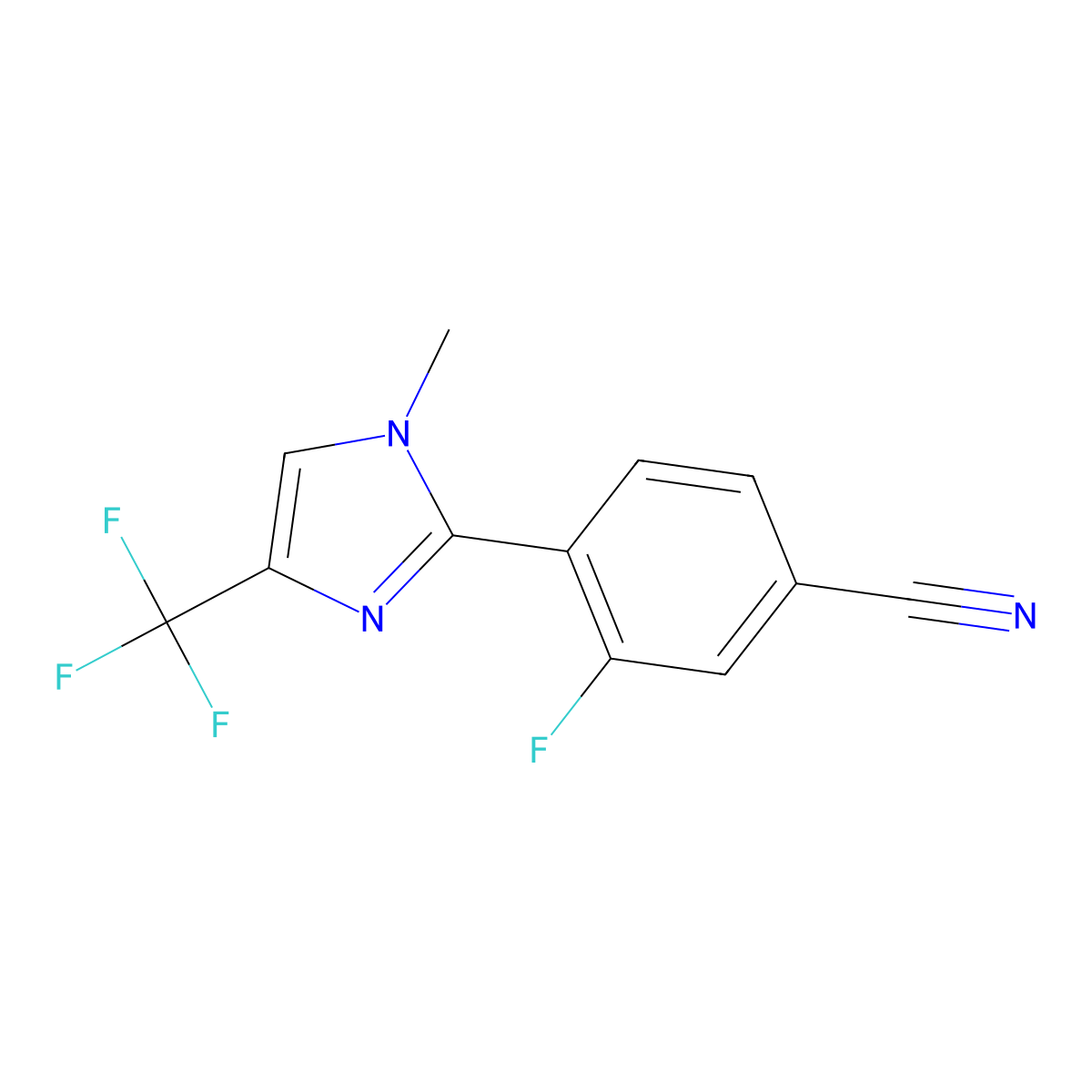 3-Fluoro-4-(1-methyl-4-(trifluoromethyl)-1H-imidazol-2-yl)benzonitrile molecular structure, CAS 2750602-60-7