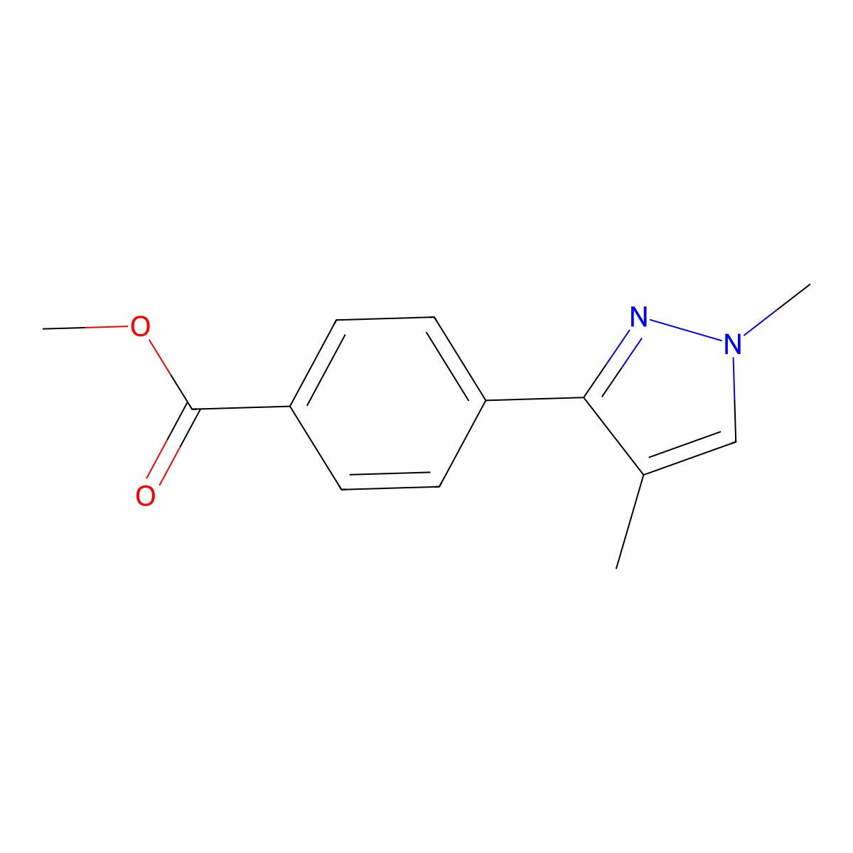 Methyl 4-(1,4-dimethyl-1H-pyrazol-3-yl)benzoate molecular structure, CAS 2750602-87-8