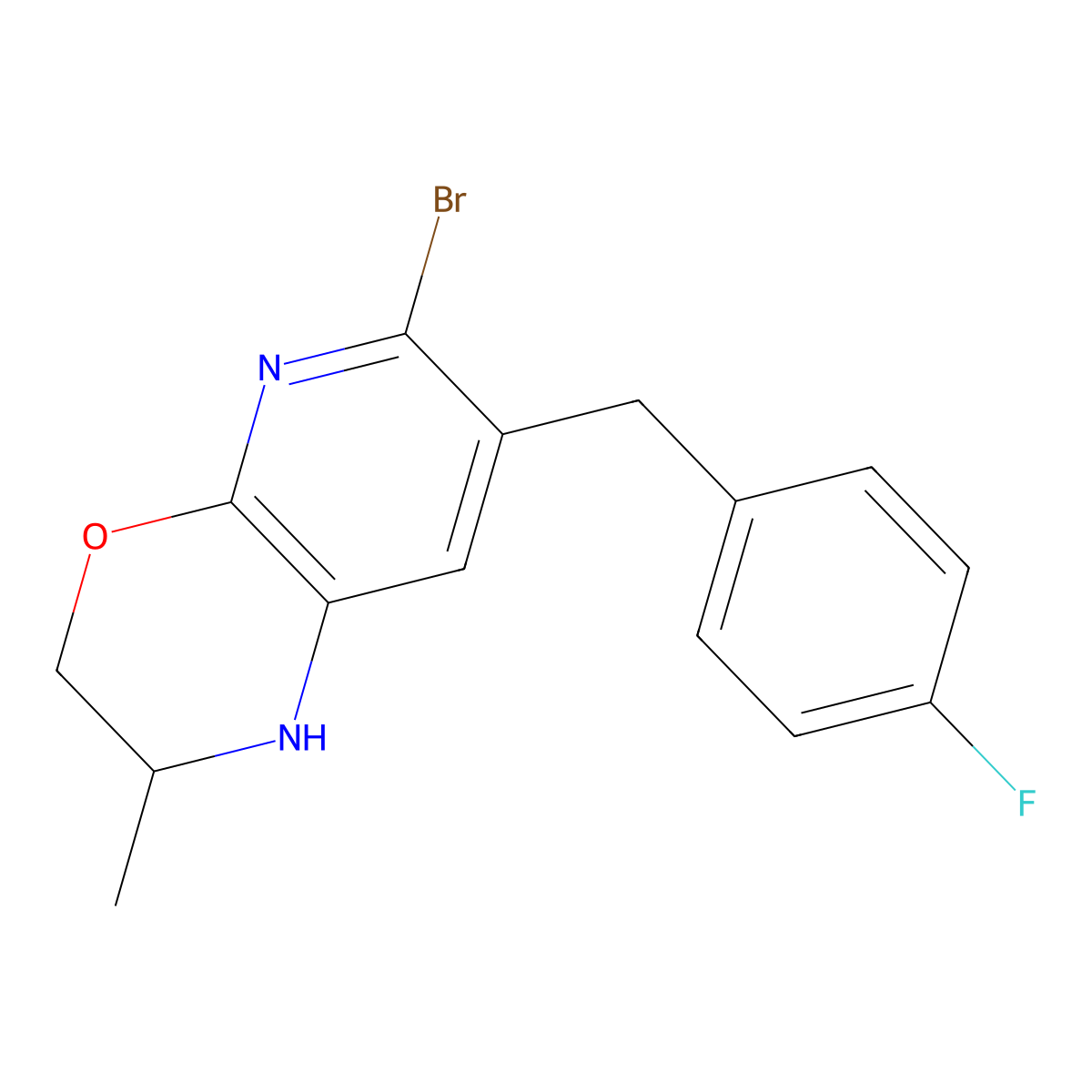 (S)-6-Bromo-7-(4-fluorobenzyl)-2-methyl-2,3-dihydro-1H-pyrido[2,3-b][1,4]oxazine molecular structure, CAS 2750618-56-3