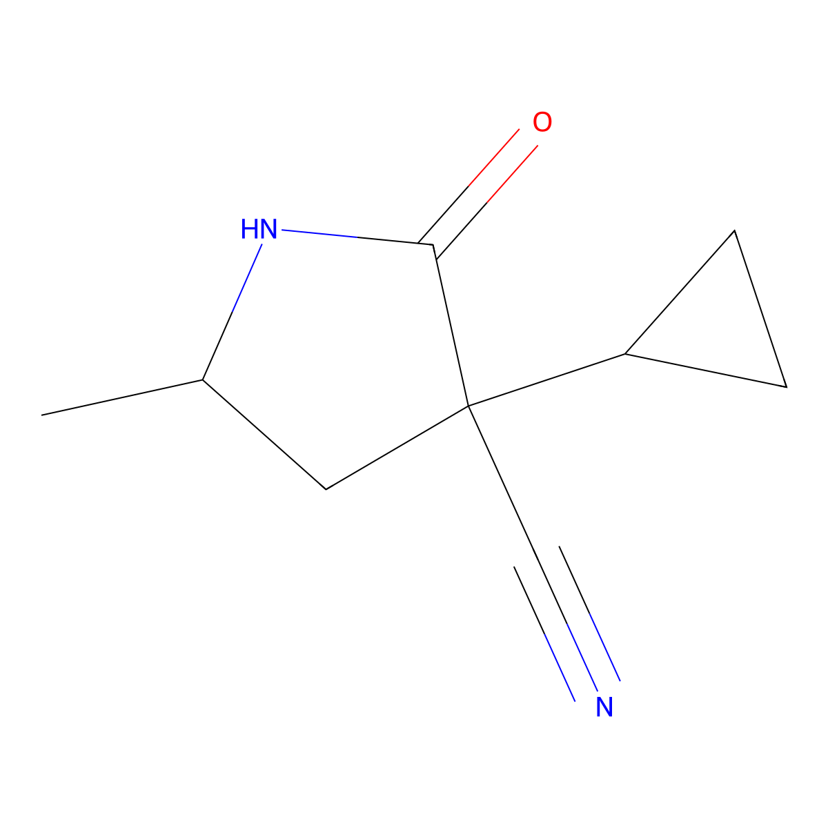 (5R)-3-Cyclopropyl-5-methyl-2-oxo-pyrrolidine-3-carbonitrile molecular structure, CAS 2750621-10-2