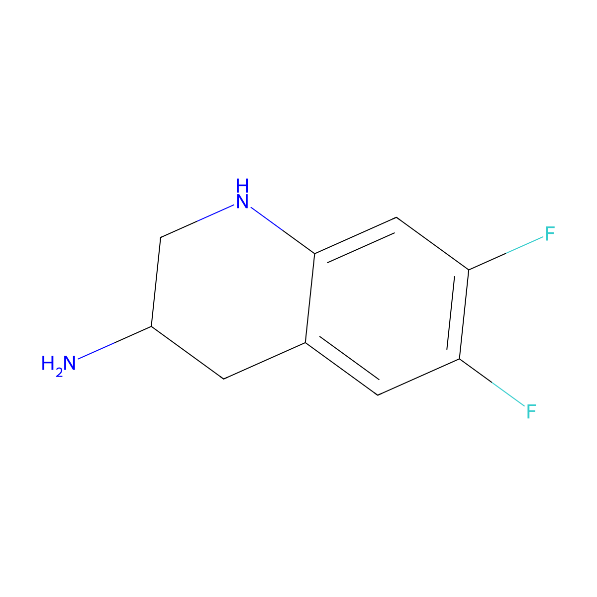 6,7-Difluoro-1,2,3,4-tetrahydroquinolin-3-amine molecular structure, CAS 2750639-62-2