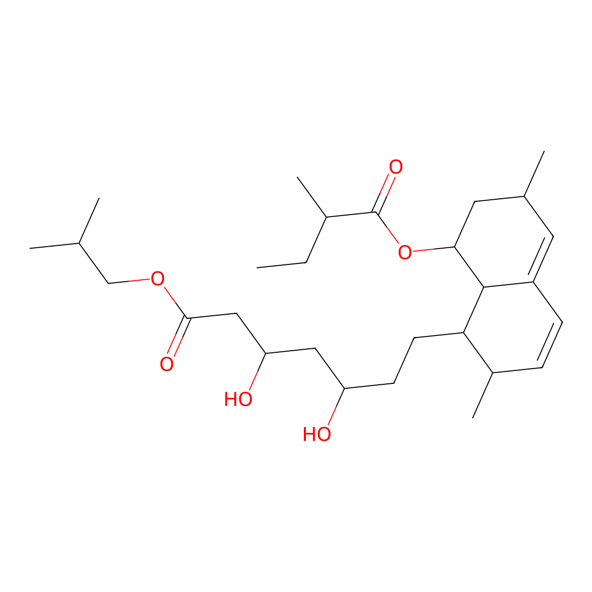 2-Methylpropyl 7-[2,6-dimethyl-8-(2-methylbutanoyloxy)-1,2,6,7,8,8a-hexahydronaphthalen-1-yl]-3,5-dihydroxyheptanoate molecular structure, CAS 2750642-93-2
