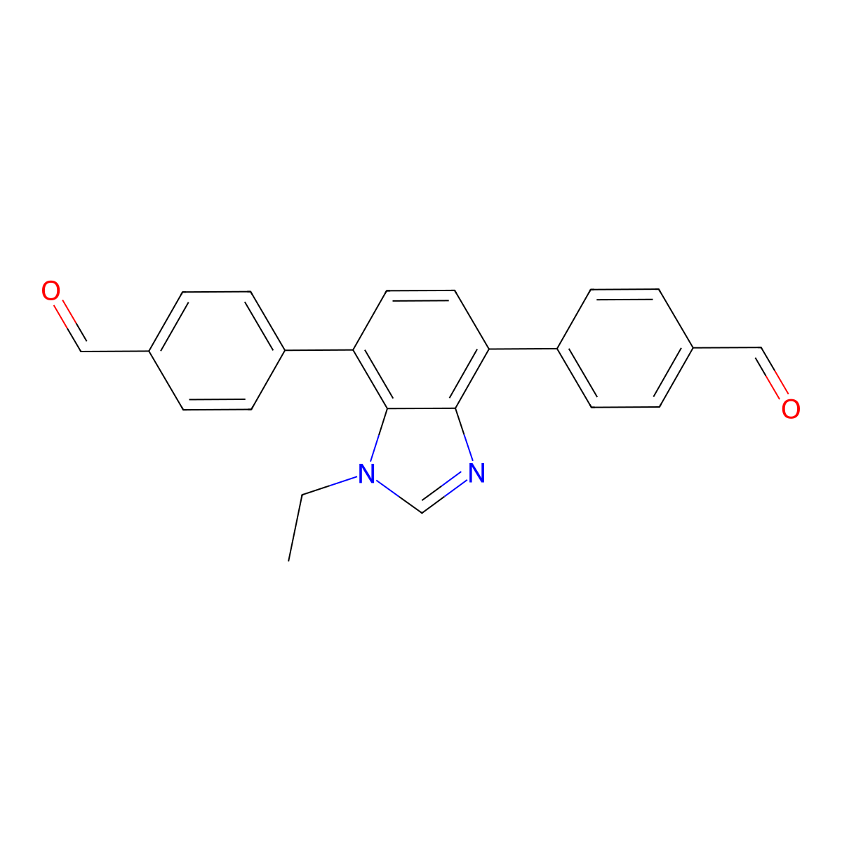4,4'-(1-Ethyl-1H-benzo[d]imidazole-4,7-diyl)dibenzaldehyde molecular structure, CAS 2750707-50-5