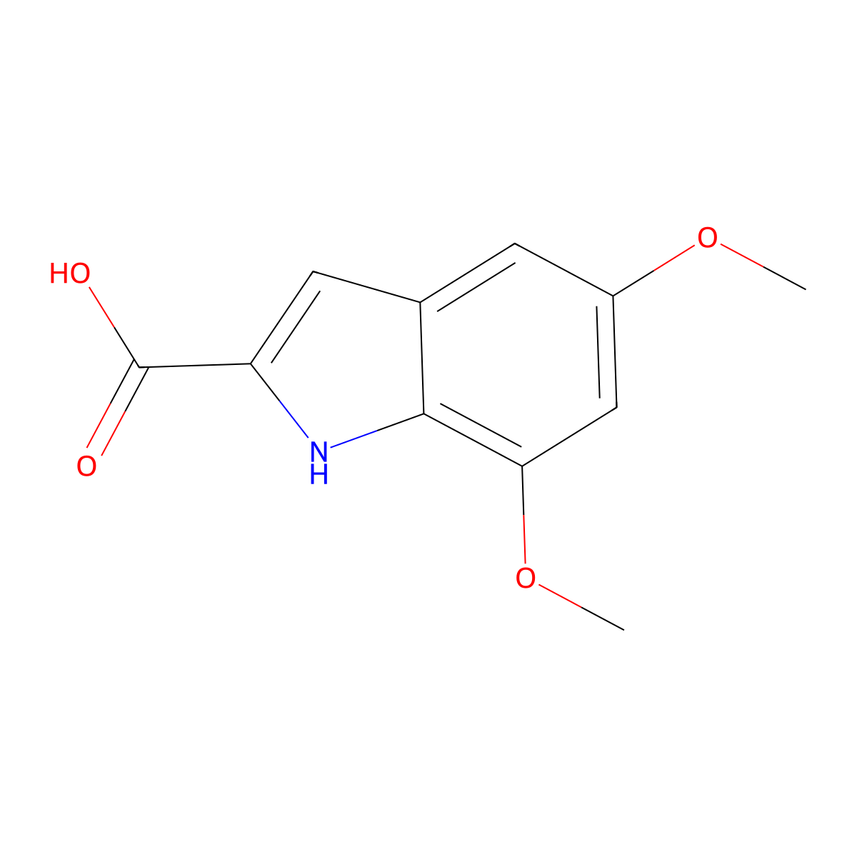 5,7-dimethoxy-1H-indole-2-carboxylic acid molecular structure, CAS 27508-88-9