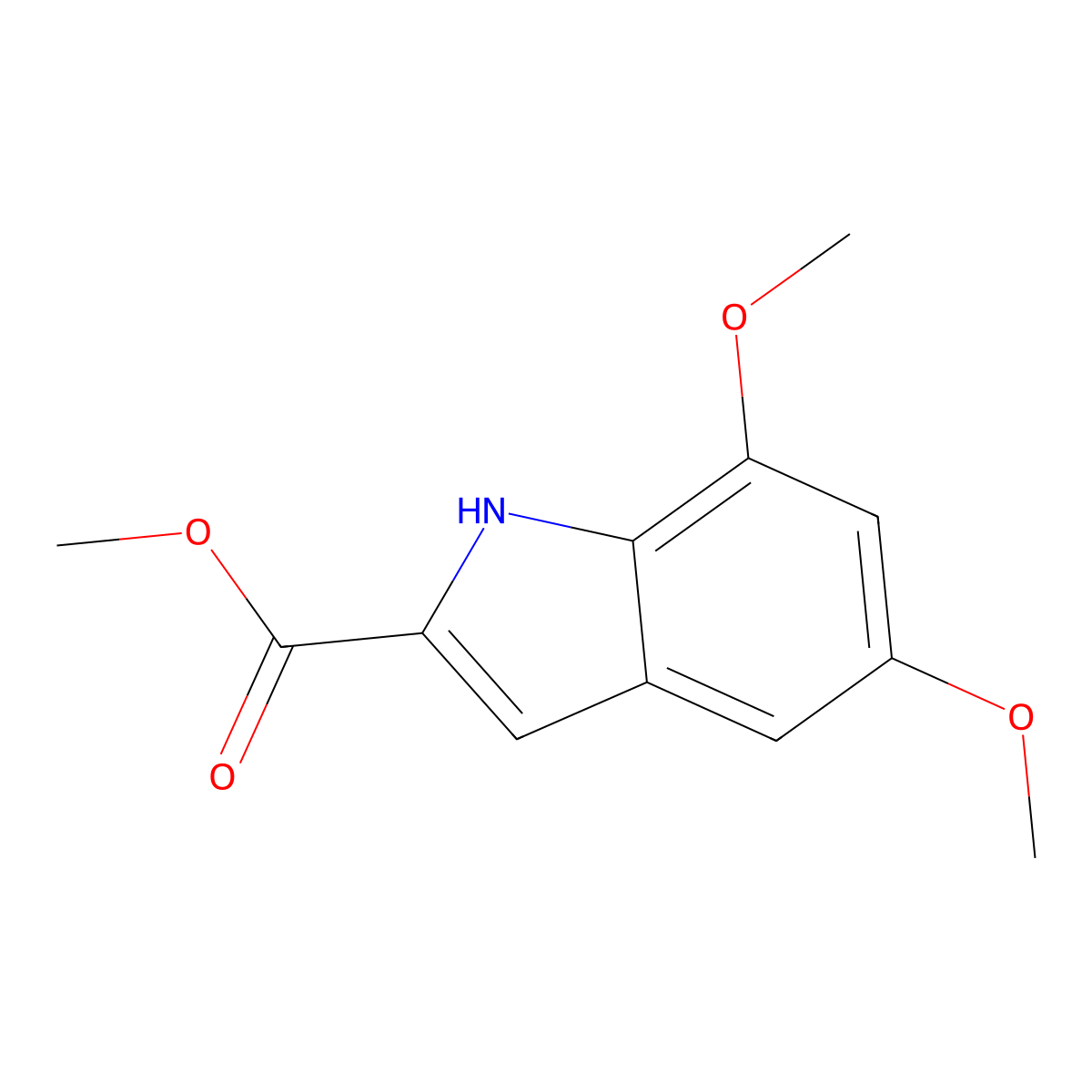 methyl 5,7-dimethoxy-1H-indole-2-carboxylate molecular structure, CAS 27508-96-9