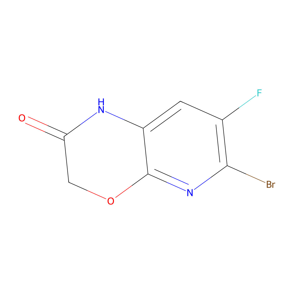6-Bromo-7-fluoro-1H-pyrido[2,3-b][1,4]oxazin-2(3H)-one molecular structure, CAS 2750895-82-8