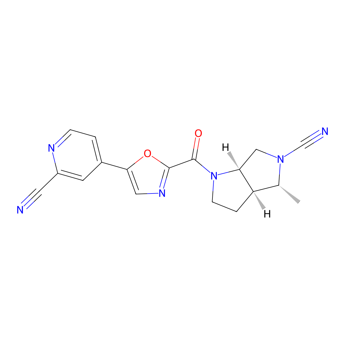(3aR,4R,6aR)-1-[5-(2-cyano-4-pyridinyl)-1,3-oxazole-2-carbonyl]-4-methyl-2,3,3a,4,6,6a-hexahydropyrrolo[2,3-c]pyrrole-5-carbonitrile molecular structure, CAS 2750895-97-5