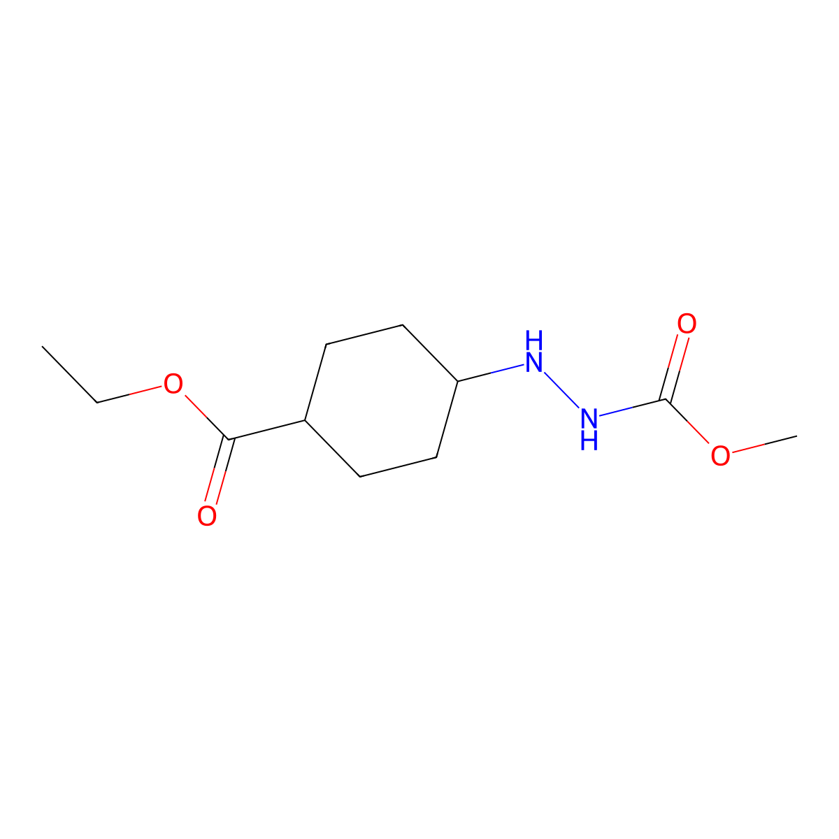Methyl 2-(4-(ethoxycarbonyl)cyclohexyl)hydrazinecarboxylate molecular structure, CAS 2750903-84-3