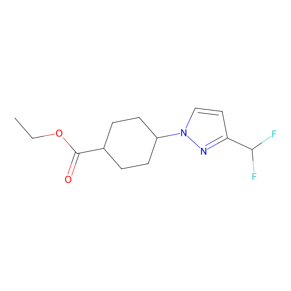 Ethyl 4-[3-(Difluoromethyl)-1-pyrazolyl]cyclohexanecarboxylate molecular structure, CAS 2750903-85-4