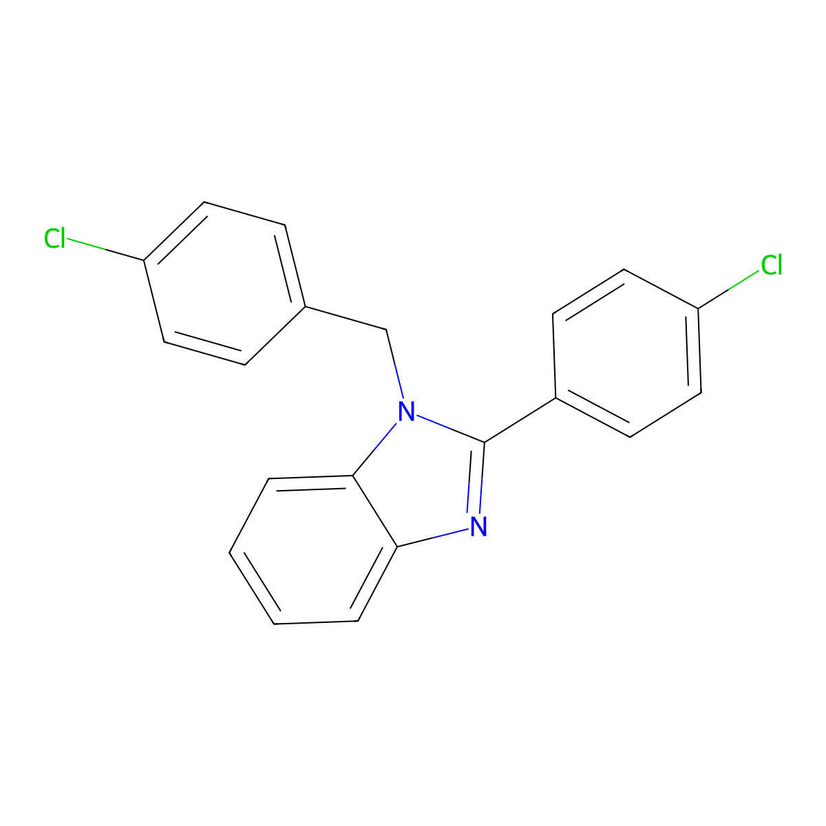 1-(4-chlorobenzyl)-2-(4-chlorophenyl)-1H-benzimidazole molecular structure, CAS 2751-83-9