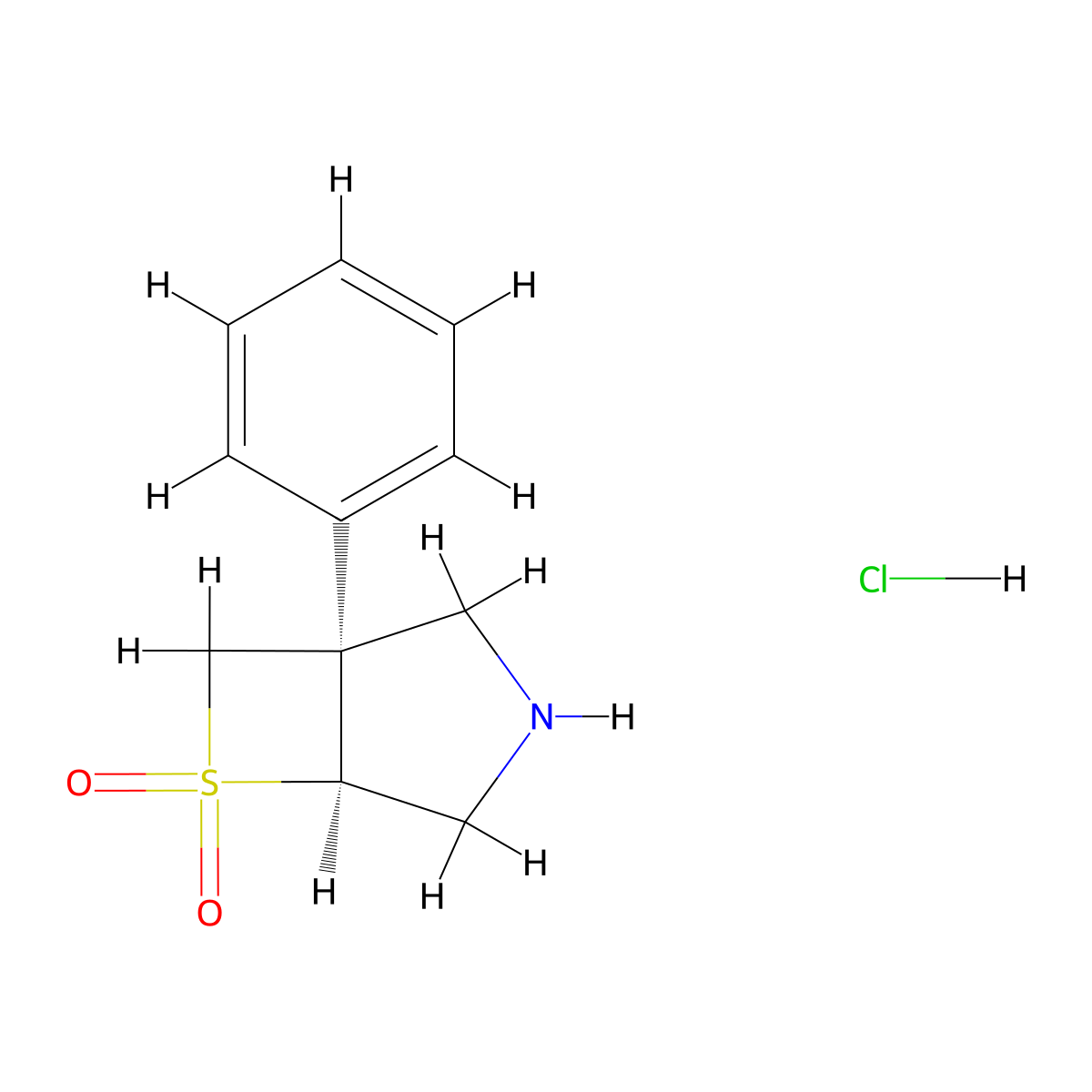 rac-(1R,5S)-1-phenyl-6lambda6-thia-3-azabicyclo[3.2.0]heptane-6,6-dione hydrochloride molecular structure, CAS 2751274-12-9