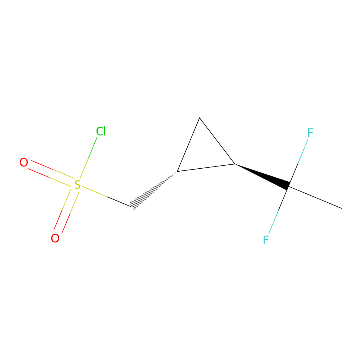 rac-((1R,2R)-2-(1,1-difluoroethyl)cyclopropyl)methanesulfonyl chloride molecular structure, CAS 2751274-22-1