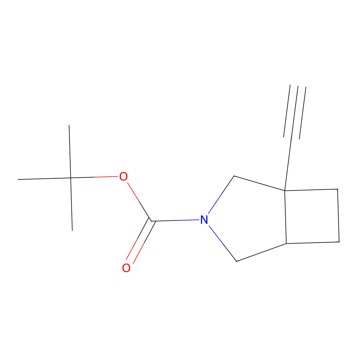 rac-tert-butyl (1R,5S)-1-ethynyl-3-azabicyclo(3.2.0)heptane-3-carboxylate molecular structure, CAS 2751334-97-9