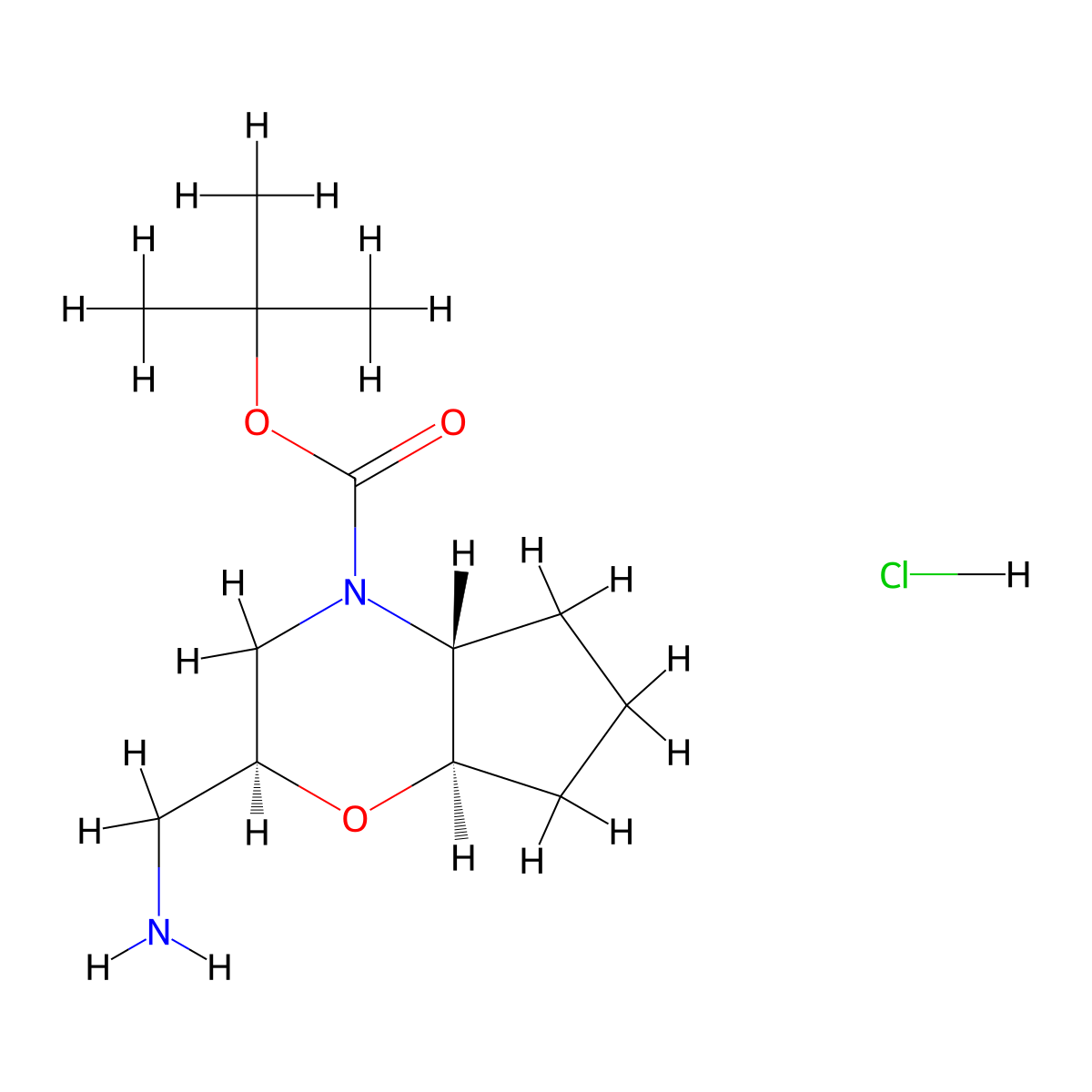 tert-butyl (2S,4aR,7aR)-2-(aminomethyl)-3,4a,5,6,7,7a-hexahydro-2H-cyclopenta[b][1,4]oxazine-4-carboxylate;hydrochloride molecular structure, CAS 2751337-27-4